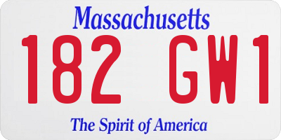 MA license plate 182GW1