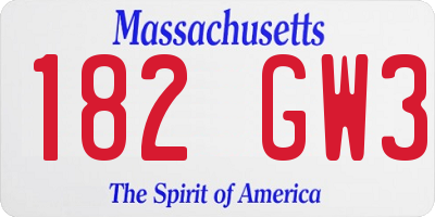 MA license plate 182GW3