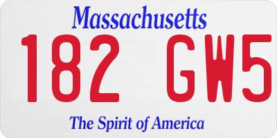 MA license plate 182GW5