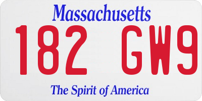 MA license plate 182GW9