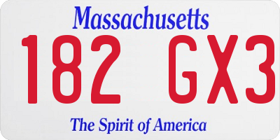 MA license plate 182GX3