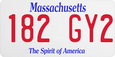 MA license plate 182GY2