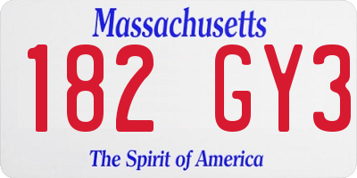 MA license plate 182GY3