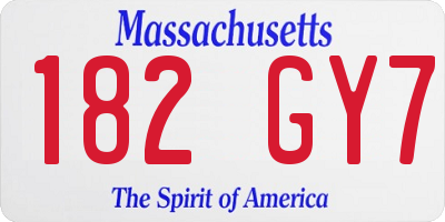 MA license plate 182GY7