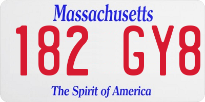 MA license plate 182GY8