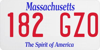 MA license plate 182GZ0