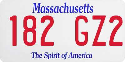 MA license plate 182GZ2