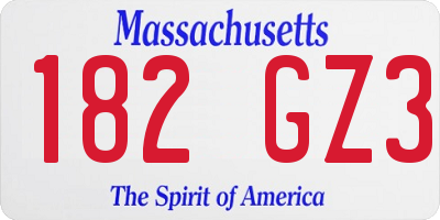 MA license plate 182GZ3