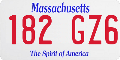MA license plate 182GZ6