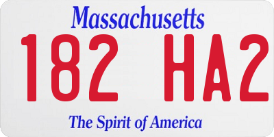 MA license plate 182HA2