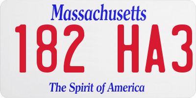 MA license plate 182HA3