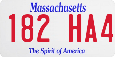 MA license plate 182HA4