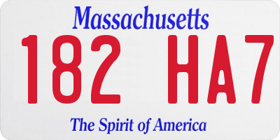 MA license plate 182HA7