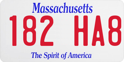 MA license plate 182HA8