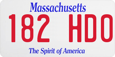 MA license plate 182HD0
