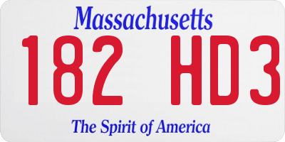 MA license plate 182HD3