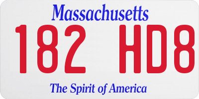 MA license plate 182HD8