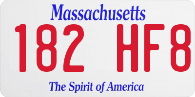 MA license plate 182HF8