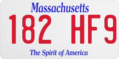 MA license plate 182HF9