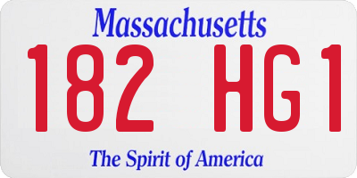 MA license plate 182HG1