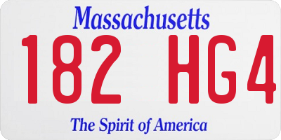 MA license plate 182HG4