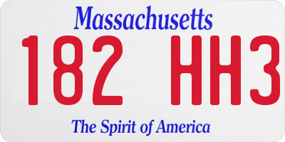 MA license plate 182HH3