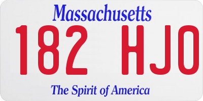 MA license plate 182HJ0