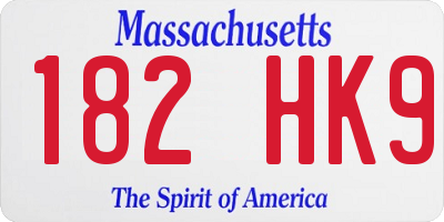 MA license plate 182HK9