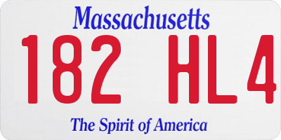 MA license plate 182HL4