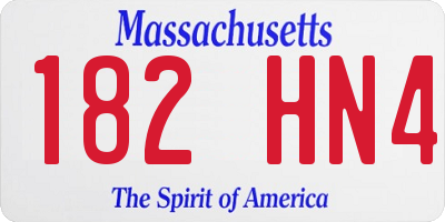 MA license plate 182HN4