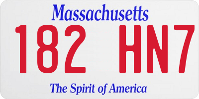 MA license plate 182HN7