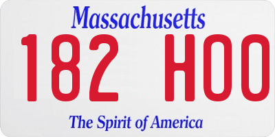 MA license plate 182HO0