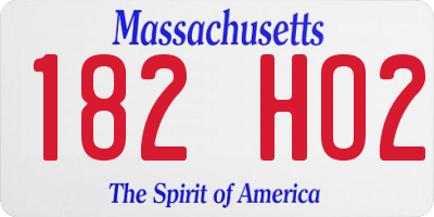 MA license plate 182HO2