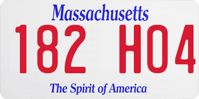 MA license plate 182HO4