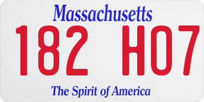 MA license plate 182HO7