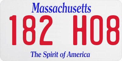 MA license plate 182HO8