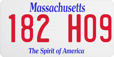 MA license plate 182HO9