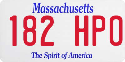 MA license plate 182HP0