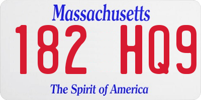 MA license plate 182HQ9