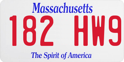 MA license plate 182HW9
