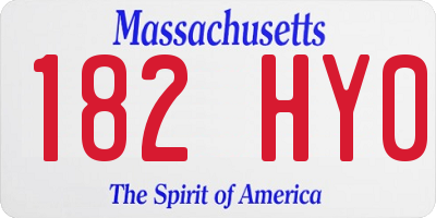 MA license plate 182HY0