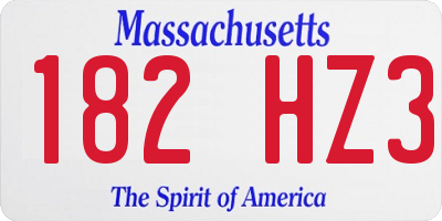 MA license plate 182HZ3