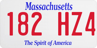 MA license plate 182HZ4