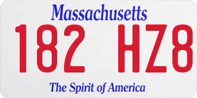 MA license plate 182HZ8