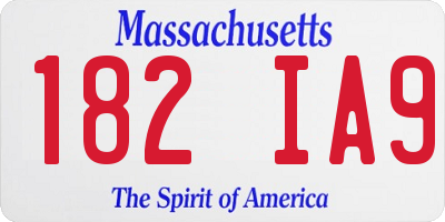MA license plate 182IA9