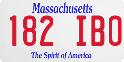 MA license plate 182IB0
