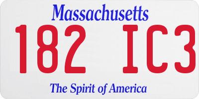 MA license plate 182IC3