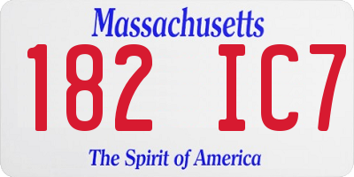 MA license plate 182IC7