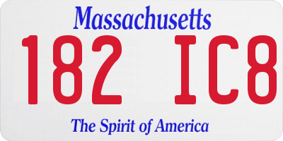 MA license plate 182IC8