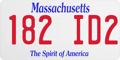 MA license plate 182ID2